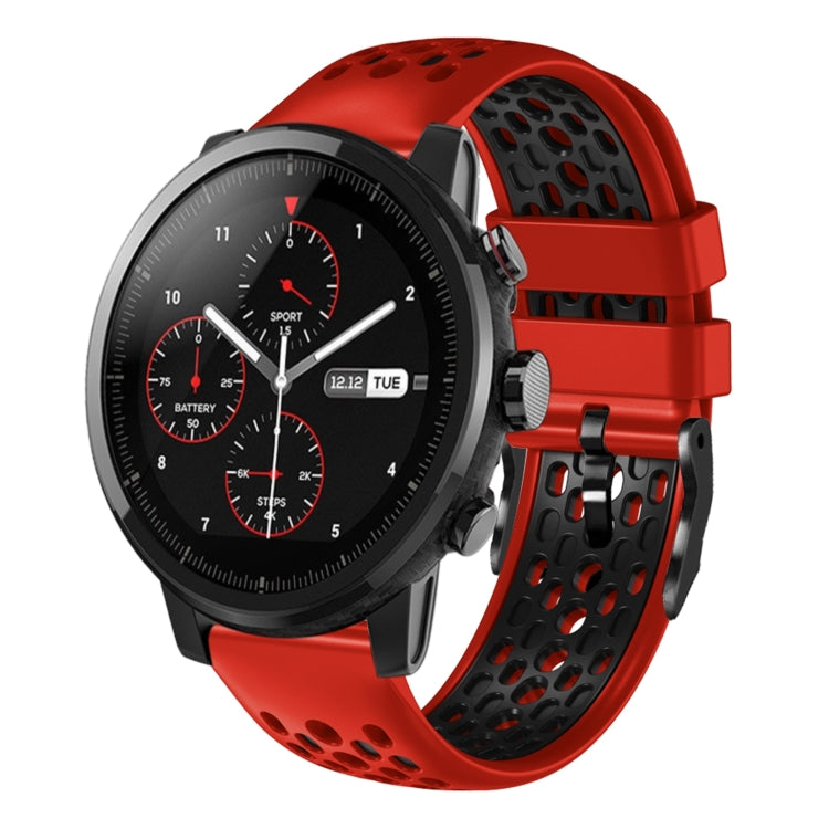 Cinturino in silicone traspirante bicolore da 22 mm, For Amazfit 2 Stratos