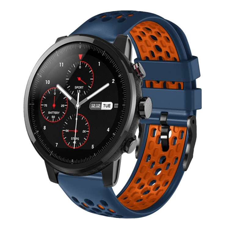 Cinturino in silicone traspirante bicolore da 22 mm, For Amazfit 2 Stratos