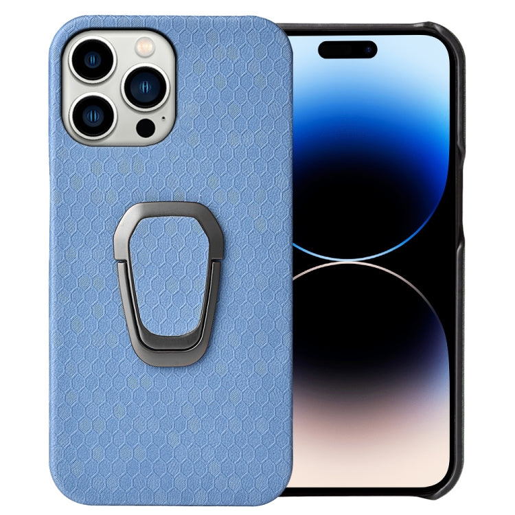 Custodia per telefono in PU a nido d'ape con supporto ad anello per iPhone 14 Pro, For iPhone 14 Pro