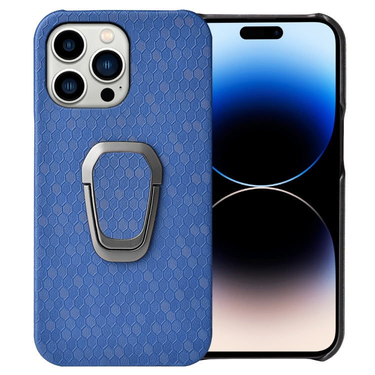Custodia per telefono in PU a nido d'ape con supporto ad anello per iPhone 14 Pro, For iPhone 14 Pro