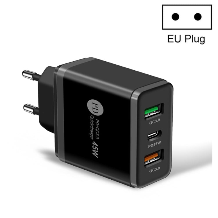 45 W PD3.0 + 2 x QC3.0 Caricatore rapido multiporta USB, presa EU, EU Plug