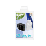45 W PD3.0 + 2 x QC3.0 Caricatore rapido multiporta USB, presa EU, EU Plug