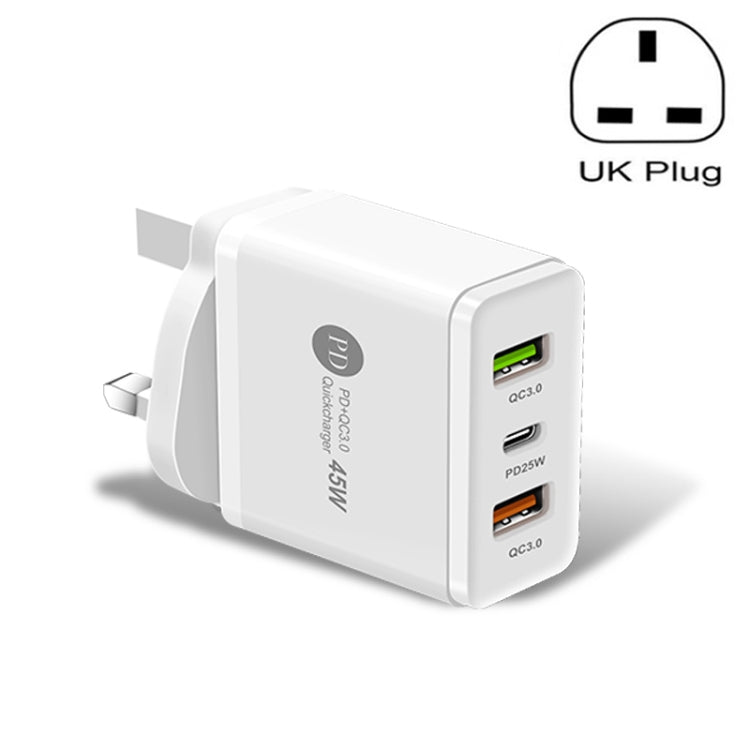 45 W PD3.0 + 2 x QC3.0 Caricatore rapido multiporta USB, spina UK, UK Plug