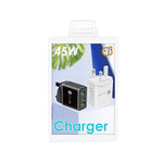 45 W PD3.0 + 2 x QC3.0 Caricatore rapido multiporta USB, spina UK, UK Plug