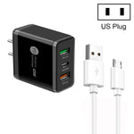 Caricabatterie PD 25W + 2 porte USB QC3.0 con cavo Micro USB