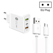 45W PD25W + 2 caricatori multiporta USB QC3.0 con cavo da USB a micro USB, presa EU, EU Plug + USB to Micro USB Cable