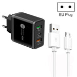Caricabatterie 45W PD + 2 porte USB QC3.0 con cavo Micro USB