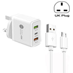Caricabatterie PD 25W + 2 porte USB QC3.0 con cavo Micro USB
