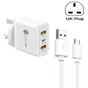 PD25W da 45 W + 2 caricatori multiporta USB QC3.0 con cavo da USB a micro USB, spina UK, UK Plug + USB to Micro USB Cable