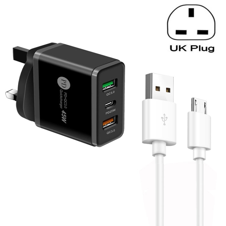 Caricabatterie PD 25W + 2 porte USB QC3.0 con cavo Micro USB