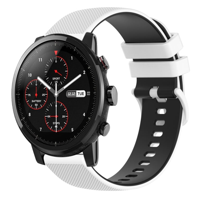 Cinturino in silicone bicolore a scacchi da 22 mm, For Amazfit 2 Stratos