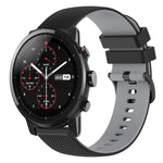 Cinturino in silicone bicolore a scacchi da 22 mm, For Amazfit 2 Stratos