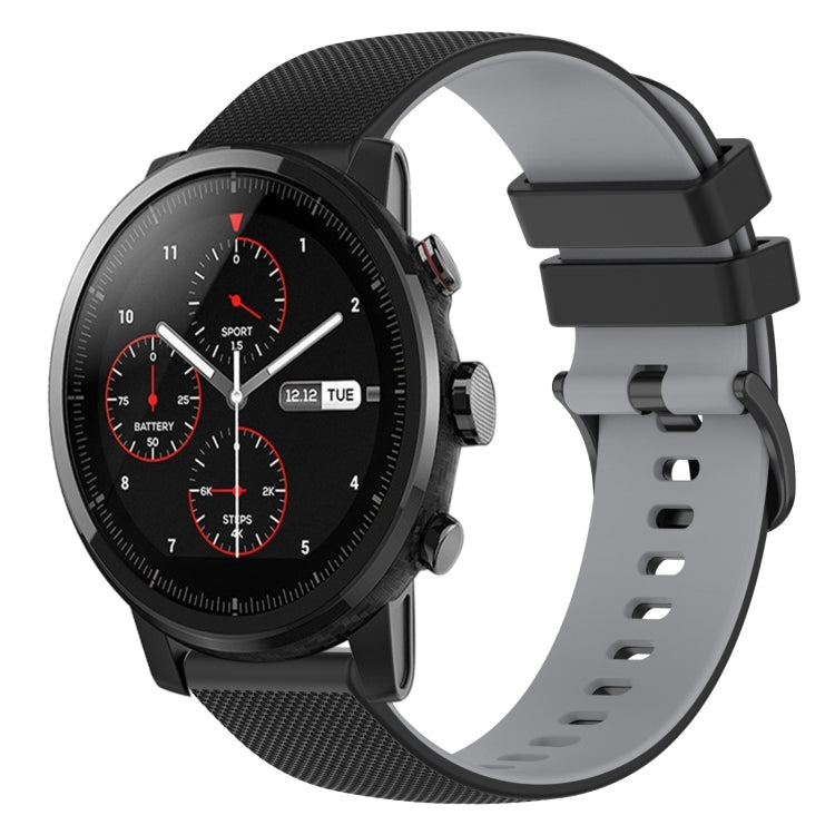 Cinturino in silicone bicolore a scacchi da 22 mm, For Amazfit 2 Stratos