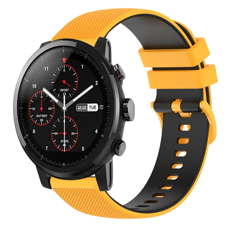Cinturino in silicone bicolore a scacchi da 22 mm, For Amazfit 2 Stratos