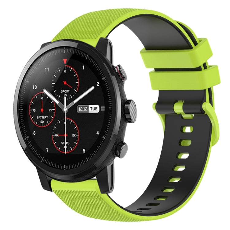 Cinturino in silicone bicolore a scacchi da 22 mm, For Amazfit 2 Stratos