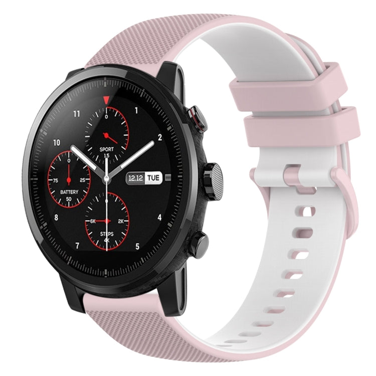 Cinturino in silicone bicolore a scacchi da 22 mm, For Amazfit 2 Stratos