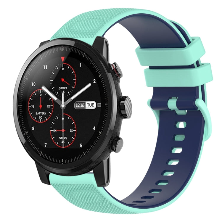 Cinturino in silicone bicolore a scacchi da 22 mm, For Amazfit 2 Stratos