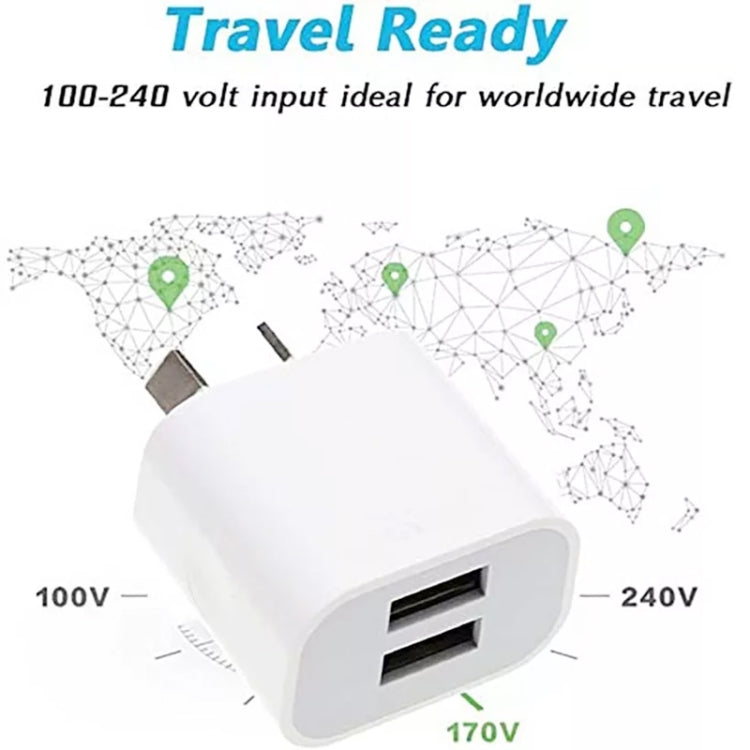 Mini caricatore USB a doppia porta con cavo dati da USB a micro USB, spina AU, AU Plug + Micro USB Cable