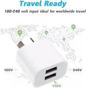 Mini caricatore USB a doppia porta con cavo dati da USB a micro USB, spina AU, AU Plug + Micro USB Cable