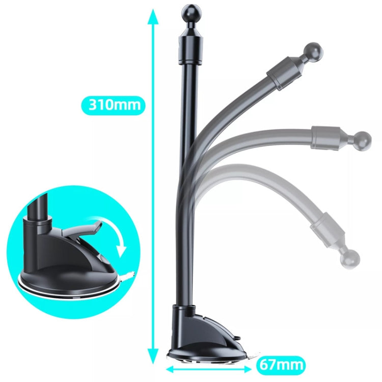 A190 + X35 Supporto per telefono per auto Supporto per ventosa per parabrezza Supporto per braccio lungo pieghevole, A190+X35