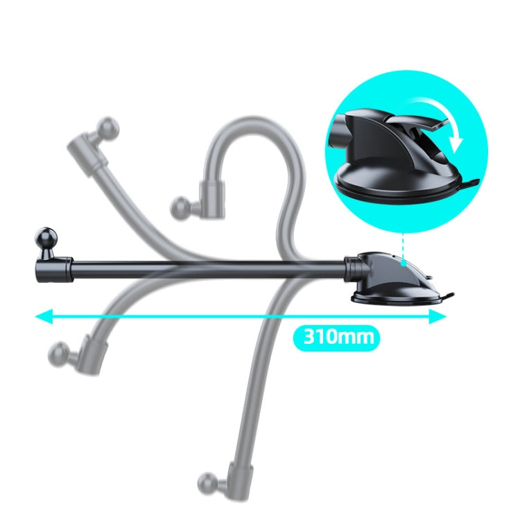 A190 + X51 Supporto per telefono per auto Cruscotto Parabrezza Supporto a ventosa Supporto per braccio lungo pieghevole, A190+X51
