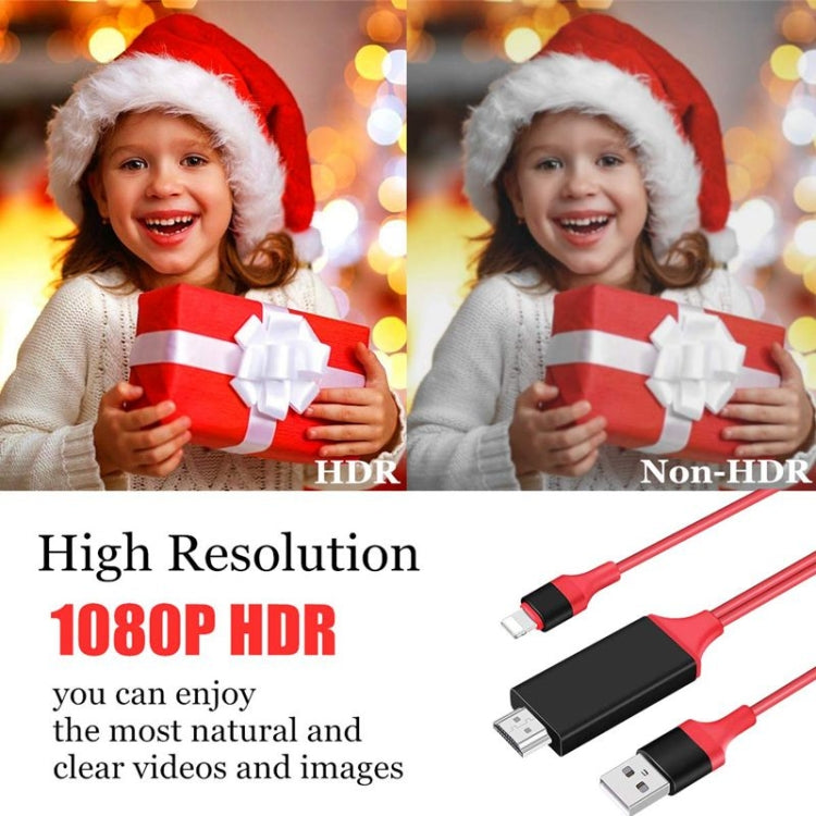 Cavo adattatore 1080P da 8 pin a HDMI da 2 m, compatibile con adattatore da iPhone a HDMI,, 8 Pin