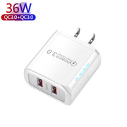 Caricabatterie USB QC3.0 a doppia porta da 36 W con cavo dati da USB a micro USB da 3 A, spina americana, US Plug + USB to Micro USB Cable