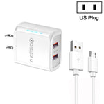 Caricabatterie USB QC3.0 doppia porta 36W con cavo Micro USB