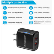 Caricabatterie USB QC3.0 a doppia porta da 36 W con cavo dati da USB a micro USB da 3 A, spina americana, US Plug + USB to Micro USB Cable