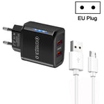 Caricabatterie USB QC3.0 doppia porta 36W con cavo Micro USB