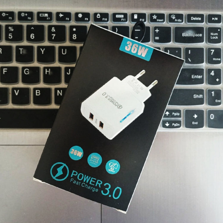 Caricabatterie USB QC3.0 doppia porta 36W con cavo Micro USB