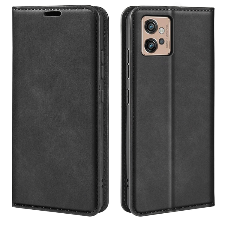Per Motorola Moto G32 Custodia in pelle con ventosa magnetica retro-pelle, For Motorola Moto G32