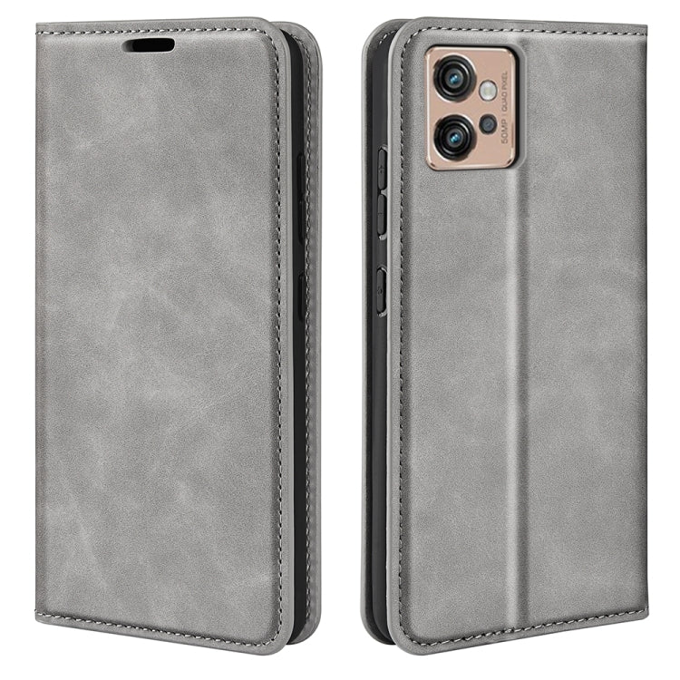 Per Motorola Moto G32 Custodia in pelle con ventosa magnetica retro-pelle, For Motorola Moto G32