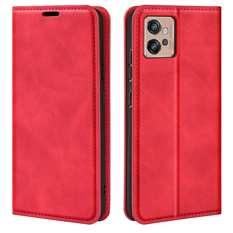 Per Motorola Moto G32 Custodia in pelle con ventosa magnetica retro-pelle, For Motorola Moto G32