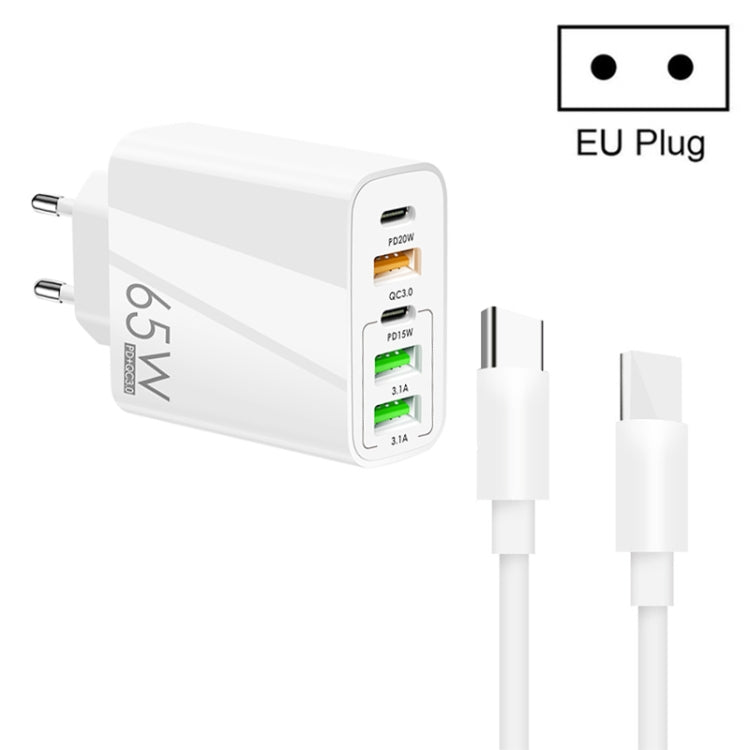 Caricabatterie multiporta 65W Dual PD Type-C con cavo Type-C