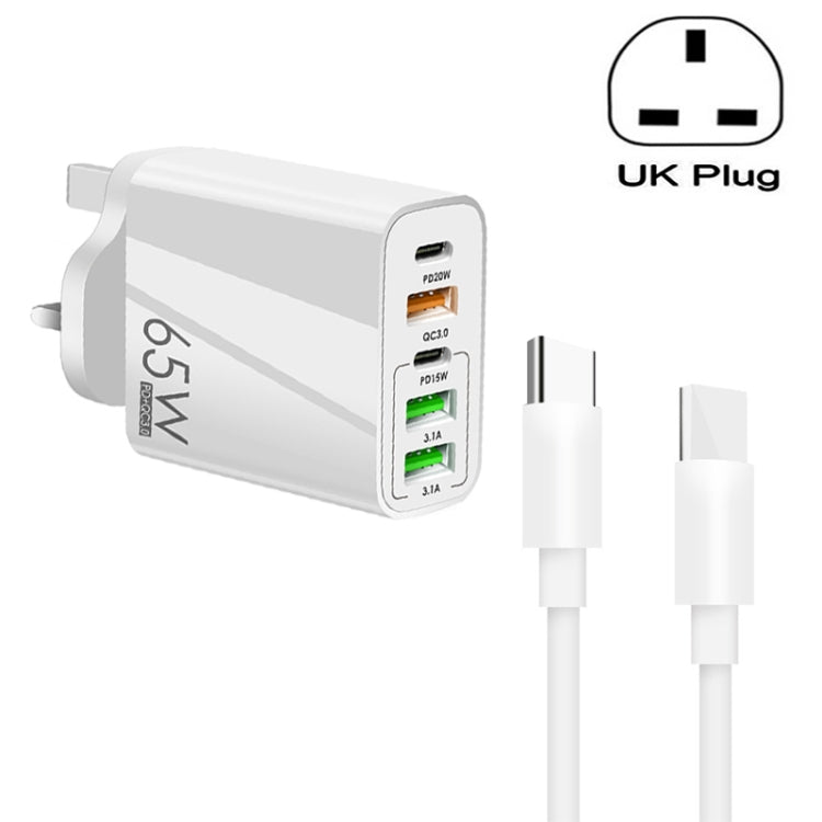 Caricabatterie multiporta 65W Dual PD Type-C con 3 USB