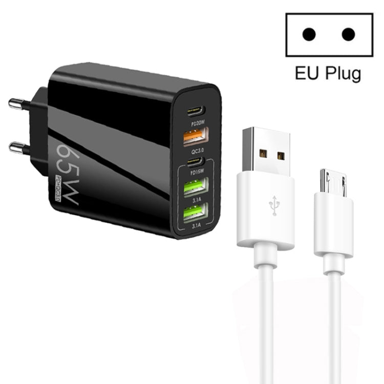Caricabatterie multiporta 65W Dual PD Type-C con 3 USB
