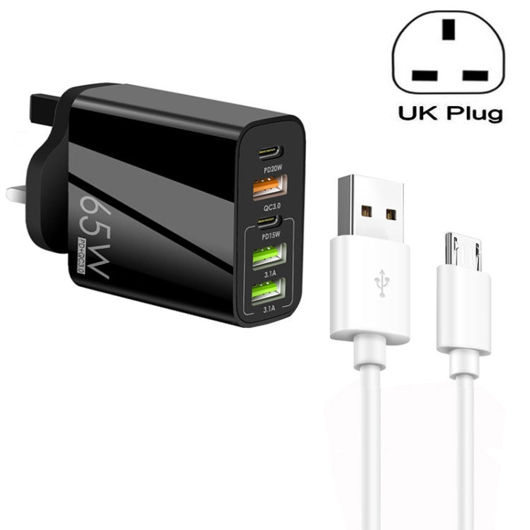 Caricabatterie multiporta 65W Dual PD Type-C + 3 USB UK