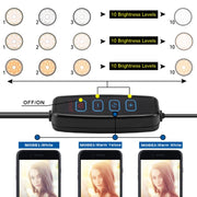 Lampada ad anello LED dimmerabile con supporto per smartphone