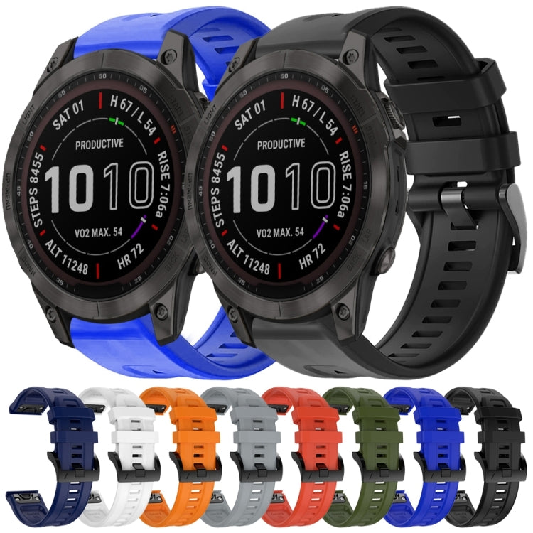 Cinturino in silicone tinta unita con fibbia in metallo, For Garmin Fenix 7, For Garmin Fenix 7 Solar, For Garmin Fenix 7 Sapphire Solar