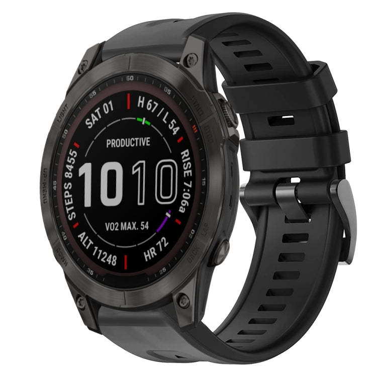 Cinturino in silicone tinta unita con fibbia in metallo, For Garmin Fenix 7, For Garmin Fenix 7 Solar, For Garmin Fenix 7 Sapphire Solar