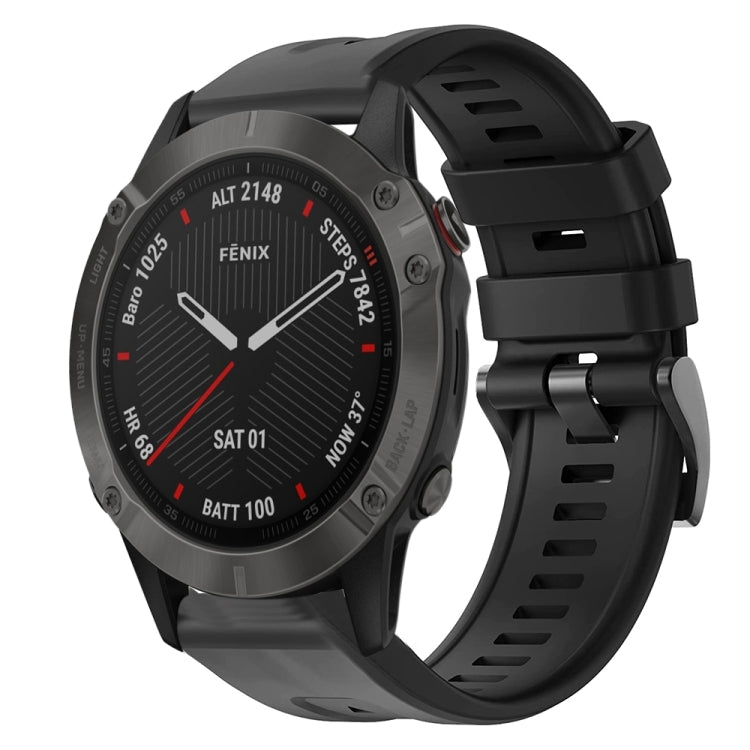 Cinturino in silicone tinta unita con fibbia in metallo, For Garmin Fenix 6 Pro GPS, For Garmin Fenix 6 Sapphire GPS, For Garmin Fenix 5