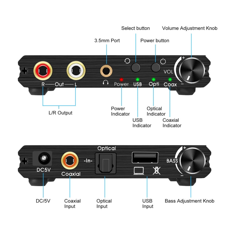 Convertitore digitale-analogico AY107 Decodificatore audio analogico in fibra ottica Convertitore audio digitale scheda audio USB