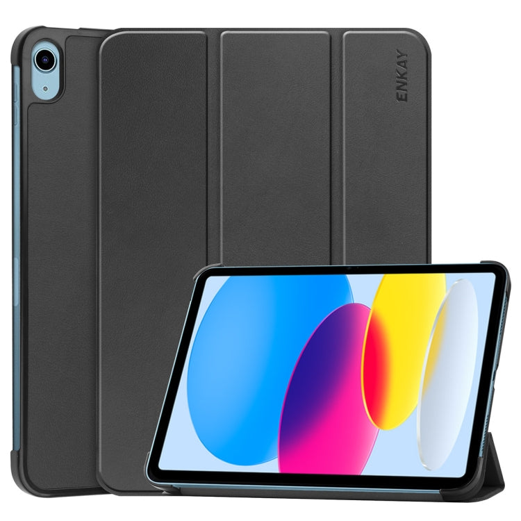 Per iPad 10.2 2022 ENKAY Tri-fold Custer Texture Custodia Smart con supporto in pelle, For iPad 10th Gen 10.9 2022