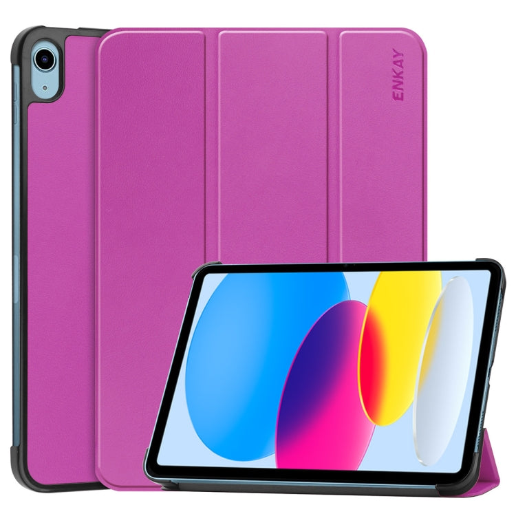 Per iPad 10.2 2022 ENKAY Tri-fold Custer Texture Custodia Smart con supporto in pelle, For iPad 10th Gen 10.9 2022