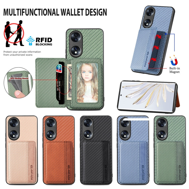 Per Honor 70 Custodia per telefono con borsa per carte magnetiche in fibra di carbonio