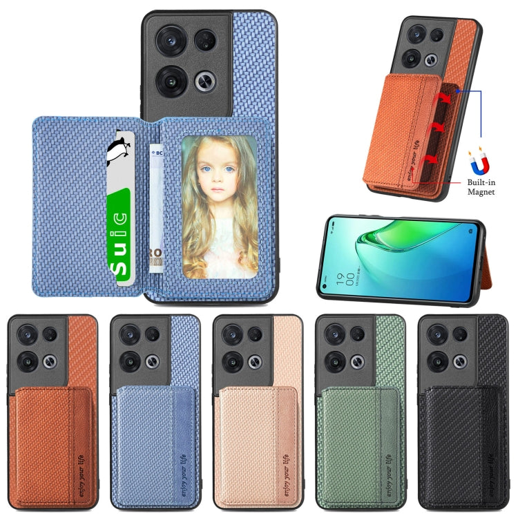 Per OPPO Reno 8 Pro Custodia per telefono con borsa magnetica in fibra di carbonio