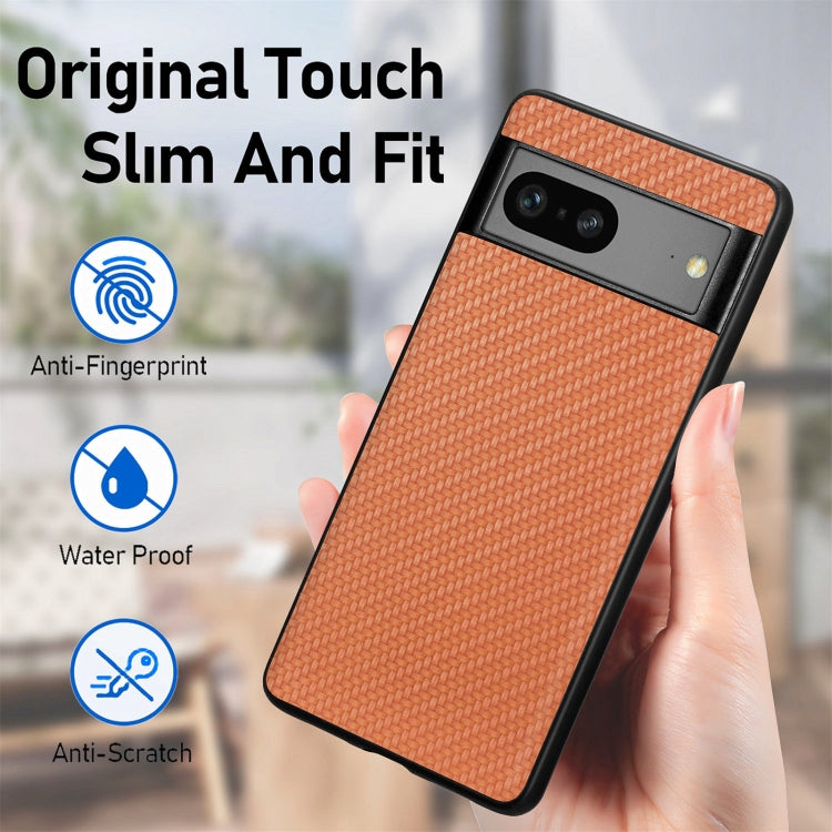 Per la custodia del telefono con cover posteriore in pelle con texture in fibra di carbonio Google Pixel 7, For Google Pixel 7