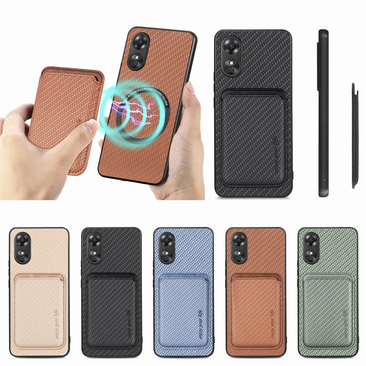 Per OPPO A17 Pro Custodia per telefono Magsafe in pelle in fibra di carbonio