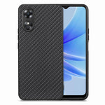 Custodia per telefono con cover posteriore in pelle con texture in fibra di carbonio per OPPO A17